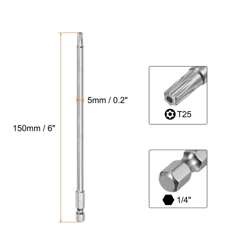 TA-VIGOR 1Pcs T25 Torx Head Screwdriver Bits 1/4 Inch Hex