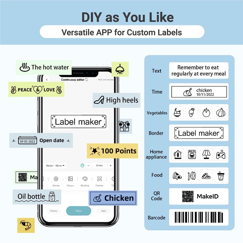 MakeID Label Makers L1 Q1 Refills Waterproof Laminated Custom Stickers