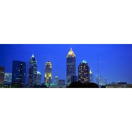 Walls 360 Peel & Stick City Skyline Wall Mural: Evening Atlanta Georgia (36 in x 12 in)