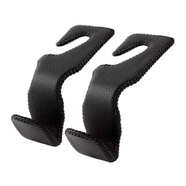 SEATHAVEN Seatheaven Car Seat Headrest Hook 2 Pack – Suede S-Type Organizer for Handbag, Purse, Grocery Bag – Universal Fit, Black