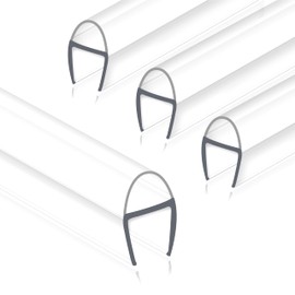 EAISMON Frameless Shower Door Seal Strip 4 Pack x 39 Inch U for 3/8" Thick Glass Shower Door Side Seal Strip Bottom Seal Door Sweep Ultra Clear Polycarbonate, Stop Shower Leaks Create A Water Barrier