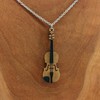 Violin Wood Carved Miniature Pendant Necklace