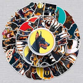 Doberman Dog Sticker, Doberman Sticker Set, 50 Pieces, Cute Decoration for Car, Laptop, Skateboard, Bicycle, Moped, Motorcycle, Bicycle, Computer, Suitable for Adults and Children