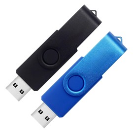 SIMAIOU 2PCS Metal Swivel 32GB Memory Stick Colorful USB3.0 Flash Drives Thumb Drives Memory Stick 3 Years Warranty (Black Blue (2 Pack, 32GB(USB3.0))