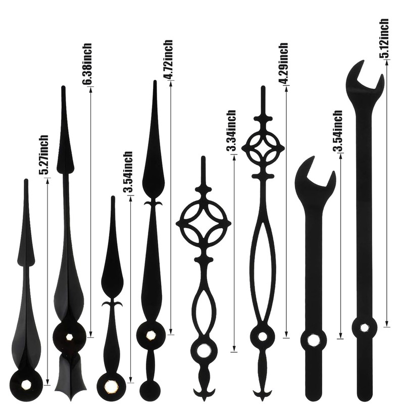 ZZHXSM 14-Piece Black Clock Hand Set, Silent Movement, Aluminum Replacement