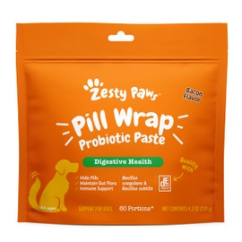 Zesty Paws Pill Wrap Probiotic Paste for Dogs - Immune & Digestive System Support - Bacon Flavor - with DE111 Bacillus subtilis - Pockets Any Pill, Tablet & Capsule for Your Dog - 4.2oz - 60 Portions