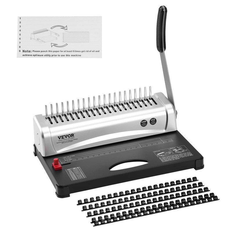 VEVOR Binding Machine, Comb Binding Machine 21-Holes Binding 450 Sheets,