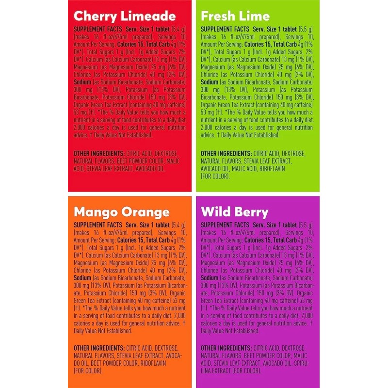 Nuun Cafeína Electrolitos Keto Sabores Mixtos 40 Tabletas
