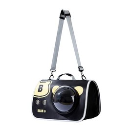 Printed Space Capsule Cat Bag, Large Capacity Crossbody Dog Bag, Universal Pet Bag for All Seasons (Black)