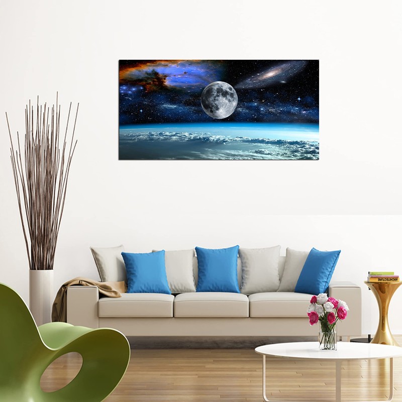 XXMWallArtFC2550 Space View From Earth Space Canvas Wall Art Landscape