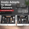Aujen Expandable Kitchen Drawer Organizer - Multipurpose Black Cutlery and