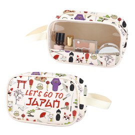 ZJXHPO Japan Trip Clear Makeup Bag Japan Travel Vacation Gift Tokyo Journey Souvenir Lets Go To Japan PU Leather Cosmetic Bag (Japan PU)