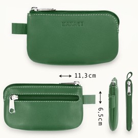 MANAGE Leather Key Case with Coin Compartment and Key Ring - Key Case with Zip for Men and Women - Large Choice of Colours, Green