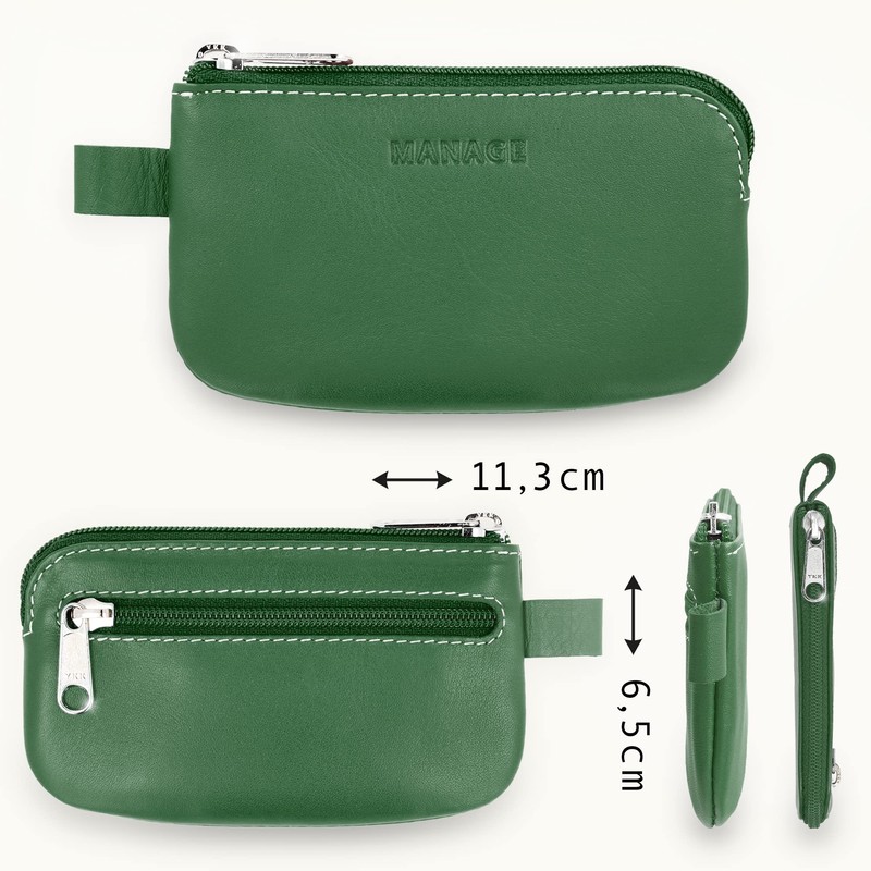 MANAGE Leather Key Case with Coin Compartment and Key Ring