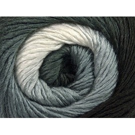 (1) 100 Gram Primadonna Black, White, Grey Self-Striping Yarn, Fine/Sport Weight
