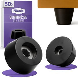 Filzada® 50x Gummipuffer/Anschlagpuffer 19x8mm- Gummifüße Schraubbar - Türstopper Gummi - Gummifuß - Gummistopper - Gummidämpfer/Rubber Feet