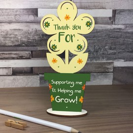 RED OCEAN Thank You Gifts Wood Flower Helping Me Grow Teacher Assistant Friend Gift Keepsake