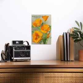 Lantern Press 6x9 Inch Metal Sign, Bakersfield, California, State Flower, Poppy Flowers