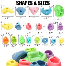 ZENFUN 32 Packs Rock Climbing Holds Multi Size and Color, Indoor & Outdoor Rock Wall Climbing Kit, Rock Wall Holds Multi-Colored Climbing Rock Wall Grips with Mounting Hardware