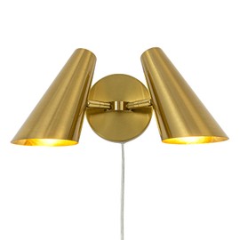 Ahaloye Plug in Wall Sconce Set of 2, Brass Swing Arms Wall Light Plug-in Wall Lamp for Bedroom Living Room Wall Lamp
