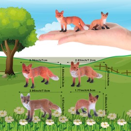 Zomiboo 16-Piece Set Fox Toy Figures Red Fox Figures PVC Plastic Fox Toy Realistic Miniature Fox Mini Red Fox Toy Figure Wild Fox Figures Set for Collection Home Decor