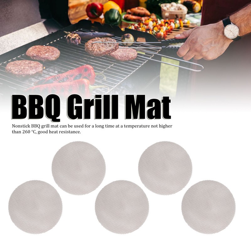 5Pcs High Temperature Resistant Barbecue Round Mat Reusable Non Stick