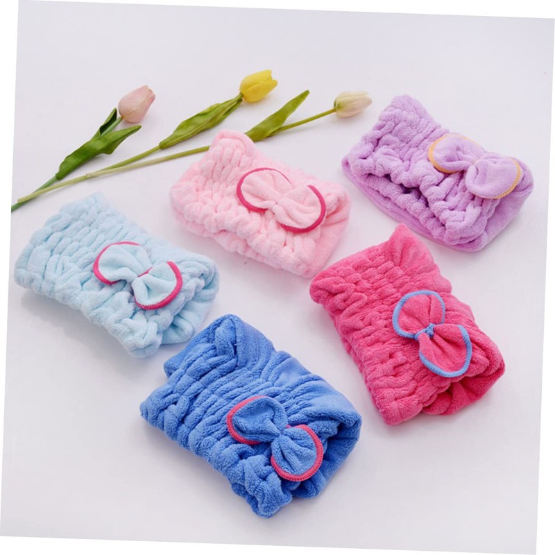 Vaguelly Elastic Shower Cap Bowknot Quick Dry Hair Drying Hat