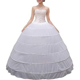YULUOSHA Women Crinoline Petticoat 6 Hoop Skirt Slips Long Underskirt for Wedding Bridal