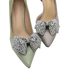 JDYaoYing 2 x Sparkly Bowknot Shoe Clips for Women Removable Shoe Buckles Decorative Shoe Accessories for Wedding Party, No metal