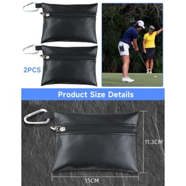 2 PCS Golf Tee Pouch, Professional Golf Ball Pouch, PU Leather Golf Ball Storage Bag with Metal Buckle, Portable Golf Tee Waist Bag, Golf Ball Tee Organizer, Mini Zipper Golf Ball Pocket for Golfers