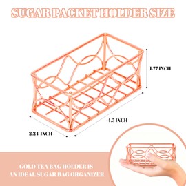 DLUGOPIS 2 Pcs Rose Gold Sugar Packet Holder Metal Tea Bag Holder Small Sugar Container 4.5 x 2.2 x1.8 Inch Sugar Caddy Tea Bag Caddy Holder Coffee Creamer Holder for Coffee Bar Kitchen Home