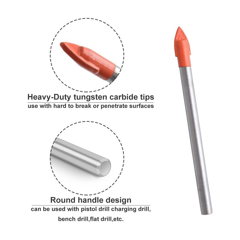 Gunpla 10Pcs Multi-Material Drill Bits Set, Cemented Carbide Masonry Drill