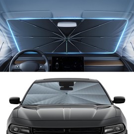 Autorder Windshield Sun Shade Umbrella for 2011-2023 Dodge Charger Accessories,Upgraded Ice Crystal Material,Easy Setup Umbrella Sunshade for Car Windshield,100% Sun Blocking