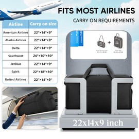 Carry On Luggage 22x14x9 Airline Approved, 45L Waterproof Duffle Bag for Travel, Lightweight Carry on Travel Duffel Bags with Shoe Compartment, Weekender Overnight Gym Bag for Men Women, Black