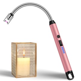 LcFun Electric Candle Lighter with 360° Flexible Neck & Safety Lock, Windproof USB Rechargeable Flameless Arc Long Lighters for Grill, BBQ, Camping, Fireplace, Stove
