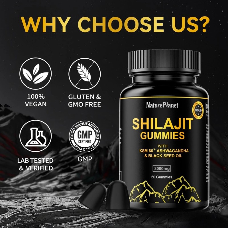 Nature Planet Pure Shilajit Gummies with Black Seed Oil -