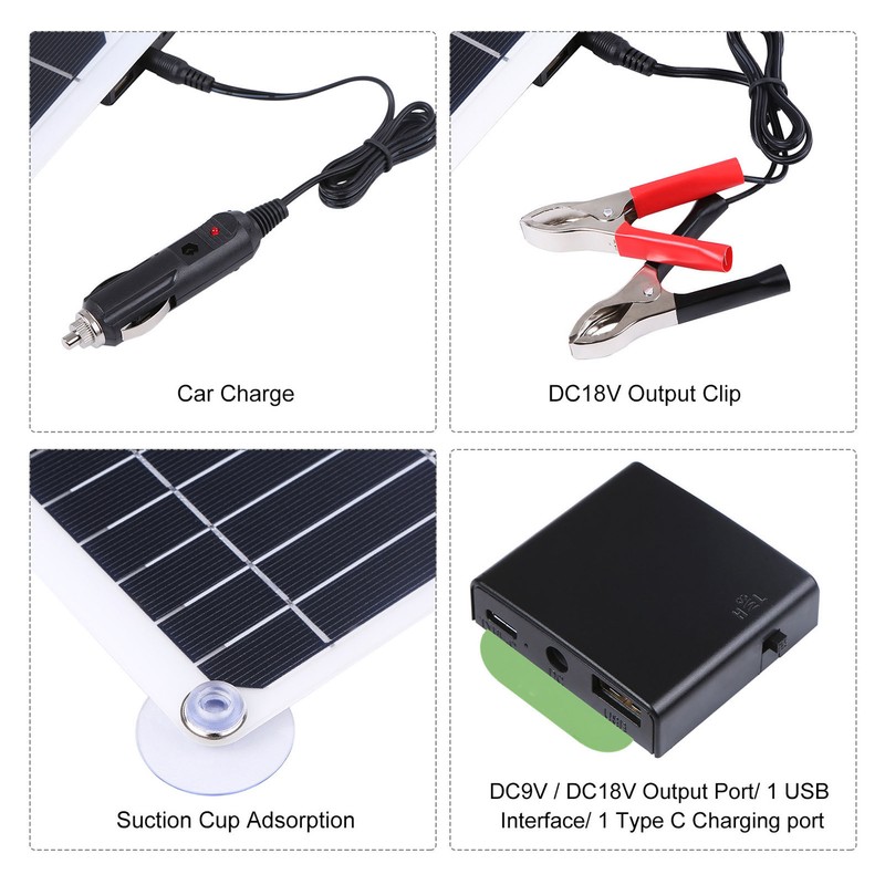 200W 12V Portable Solar Panel Kit Monocrystalline Solar Panel with