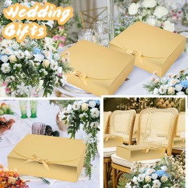 WLUSEAXI 12Pack Gold Gift Boxes with Lids, 12×9.8×3.1 Inch Bridesmaid Proposal Box, Luxury Gold Gift Box with Ribbon for Wedding, Birthday, Party, Christmas, Bridesmaid, Graduation Gift