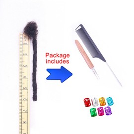 100% Real Human Hair Dreadlock Extensions, ADIASAI 0.8cm Thickness 6 Inch 10 Strands Can Be Dyed and Bleached Full Hand-made Loc Extensions for Men Women Kids 100% Unprocessed Natural Black