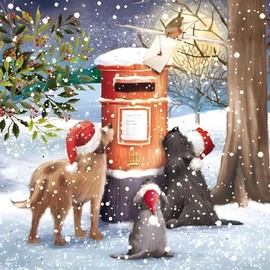 GBCC Charity Christmas Cards Pack of 10 - Charity Christmas Cards 2024 with Dogs and Post Box Design - Eco-Friendly Xmas Cards Multipack with Envelopes