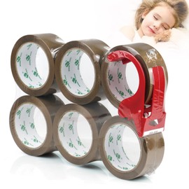 BOMEI PACK 6 Rolls Silent Brown Packing Tape, 1.88" x 60 yds,Heavy Duty Packaging Carton Tape for Shipping Packaing Moving Sealing, 2.4mil Thickness, 60 Yards Per Roll