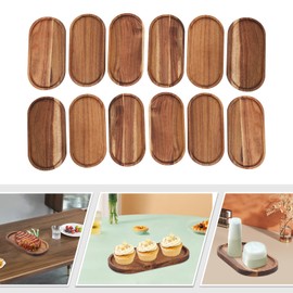 12-Piece Wooden Serving Tray Set - 10-Inch Oval Platters for Charcuterie, Cheese, Fruits, and Appetizers - Rustic Decorative Wood Plates for Home Entertaining and Parties