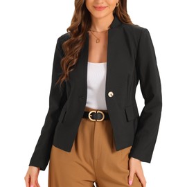Allegra K Business Casual Blazer for Women's Stand Collar Single Breasted Blazer Suit Jacket Black XL