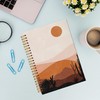 VNWEK Abstract Boho Desert Sun Cactus Landscape Spiral Notebook Journal