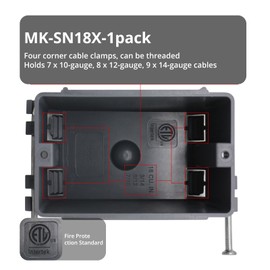 MAKERELE 1-Gang Electrical Box 18 Cu.in. PVC New Switch Boxes Electrical and Outlet Box New Work Non-Metallic Electrical with Two Nail for Residential ETL Listed 1-Pack