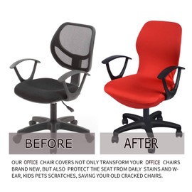 Deisy Dee Computer Office Chair Covers Pure Color Universal Chair Cover Stretch Rotating Chair Slipcovers Cover ONLY Chair Covers C098 (Red)