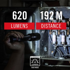 Coast HX5R 620 Lumen Rechargeable LED Flashlight with Slide Focus and CR123 Compatible, Batteries Included