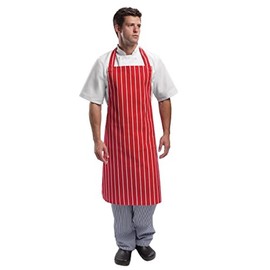 Whites Chefs Apparel Apron Polycotton Red And White Stripe Kitchen Catering
