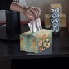 CREAMIC Floral Print Tissue Box Cover Rectangle Modern PU Leather