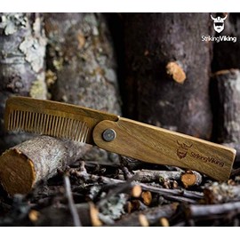 Striking Viking – Peine de madera plegable ideal para cabello y barba, peine de madera antiestática para hombres